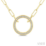 1/10 Ctw Circle Round Cut Diamond Fashion Pendant With Paperclip Chain in Yellow Gold Vermeil
