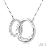 1/6 Ctw Round Cut Diamond Interlocked Circles Mosaic Fashion Pendant With Chain in 10K White Gold