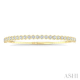 2 1/2 Ctw Halfway Hexagon Mount Link Round Cut Diamond Flex Bangle in 14K Yellow Gold