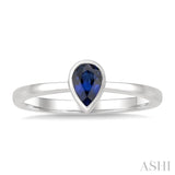 6X4 MM Pear Shape Sapphire Precious Solitaire Ring in 14K White Gold