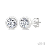 3/8 Ctw Bezel Set Round Cut Diamond Stud Earrings in 14K White Gold