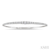 2 Ctw Round Cut Diamond Halfway Graduated Flex Bangle in 14K White Gold