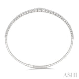 2 Ctw Round Cut Diamond Halfway Graduated Flex Bangle in 14K White Gold