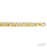 1/10 Ctw 'X' and Heart Round Cut Diamond Bracelet in Yellow Gold Vermeil