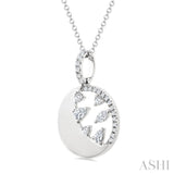 3/8 Ctw Crescent Accent Circle Marquise, Pear and Round Cut Diamond Fashion Pendant With Chain in 14K White Gold