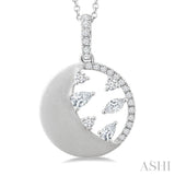 3/8 Ctw Crescent Accent Circle Marquise, Pear and Round Cut Diamond Fashion Pendant With Chain in 14K White Gold
