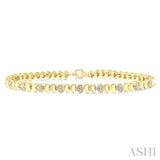 1/6 Ctw Puffed Heart Round Cut Diamond Bracelet in Yellow Gold Vermeil