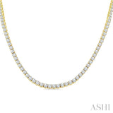 20 Ctw Round Cut Diamond Tennis Necklace in 14K Yellow Gold