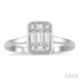 1/3 Ctw Octagonal Shape Baguette and Round Cut Diamond Ladies Ring in 14K White Gold