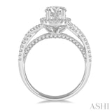 1/2 Ctw Criss Cross Shank Oval Semi-Mount Round Cut Diamond Engagement Ring in 14K White Gold
