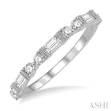 1/2 Ctw Segmented Art Deco Baguette and Round Cut Diamond Stackable Band in 14K White Gold