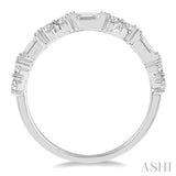 1/2 Ctw Segmented Art Deco Baguette and Round Cut Diamond Stackable Band in 14K White Gold