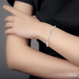 2 1/2 Ctw Tri-Mount Set & Milgrain Infinity Link Lovebright Round Cut Diamond Bracelet in 14K White Gold