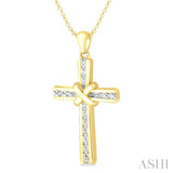 1/20 Ctw Round Cut Diamond Cross Pendant With Chain in Yellow Gold Vermeil