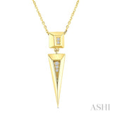 1/50 Ctw Pyramid Round Cut Diamond Fashion Pendant in 14K Yellow Gold