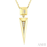 1/50 Ctw Pyramid Round Cut Diamond Fashion Pendant in 14K Yellow Gold