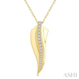 1/3 Ctw Flame Curve Round Cut Diamond Fashion Pendant in 14K Yellow Gold