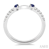 2.10 MM Round Shape Sapphire and 1/6 Ctw Round Cut Diamond Precious Band in 14K White Gold