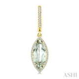 16X7 MM Evoque Gemstones Marquise Shape Green Amethyst and 3/8 Ctw Round Cut Diamond Semi-Precious Earrings in 14K Yellow Gold