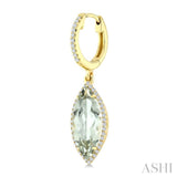 16X7 MM Evoque Gemstones Marquise Shape Green Amethyst and 3/8 Ctw Round Cut Diamond Semi-Precious Earrings in 14K Yellow Gold