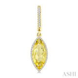 16X7 MM Evoque Gemstones Marquise Shape Lemon Quartz and 3/8 Ctw Round Cut Diamond Semi-Precious Earrings in 14K Yellow Gold