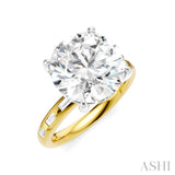 1/3 Ctw Round Shape Baguette and Round Cut Diamond Semi-Mount Engagement Ring in 14K Yellow and White Gold