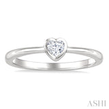 1/5 Ctw Bezel Set Heart Cut Diamond Fashion Ring in 14K White Gold