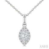 1/4 Ctw Marquise and Round Cut Diamond Fashion Halo Pendant With Chain in 14K White Gold