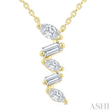 1/3 Ctw Zig-Zag Mixed Cut Diamond Fashion Pendant With Chain in 10K Yellow Gold