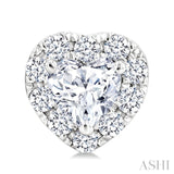 1/3 Ctw Heart and Round Cut Diamond Fashion Halo Stud Earrings in 14K White Gold