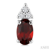 1/20 Ctw Oval Cut 5X3 MM Garnet and Round Cut Diamond semi-precious Earrings in 10K White Gold