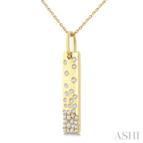 1/4 Ctw Round Cut Diamond Vertical Mosaic Bar Fashion Pendant With Chain in 10K Yellow Gold