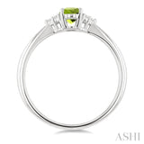 1/20 Ctw Oval Cut 6X4 MM Peridot and Round Cut Diamond semi-precious Ring in 10K White Gold