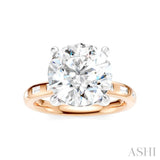 1/3 Ctw Akari Circular Shape, Baguette and Round Cut Diamond Semi Mount Engagement Ring in 14K Rose and White Gold