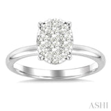 1/2 Ctw Lovebright Oval Shape Round Cut Diamond Cluster Ring in 14K White Gold