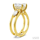 1/2 Ctw Akari Split Shank Emerald Shape Pear and Round Cut Diamond Semi Mount Engagement Ring in 14K Yellow Gold