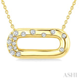 1/5 Ctw Round Cut Diamond  Paperclip Aeris Gold Mosaic Pendant With Chain in 10K Yellow Gold