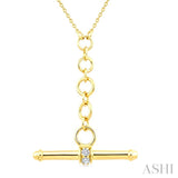 1/10 Ctw Round Cut Diamond T-Bar Fashion Necklace in 10K Yellow Gold