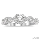 1/5 Ctw Entwined Semi-Mount Round Center Diamond Engagement Ring in 14K White Gold