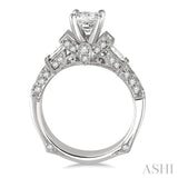 1 1/2 Ctw Diamond Engagement Ring with 3/4 Ct Princess Cut Center Stone in 14K White Gold