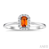 5x3 MM Octagonal Shape Citrine and 1/20 Ctw Round Cut Diamond Halo Semi-Precious Ring in 10K White Gold