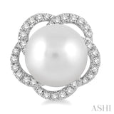7 MM Cultured Pearls and 1/5 Ctw Round Cut Diamond Earrings in 14K White Gold