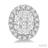 1/3 Ctw Oval Shape Lovebright Round Cut Diamond Stud Earrings in 14K White Gold