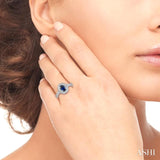 6x4 MM Oval Cut Sapphire and 1/5 ctw Round Cut Diamond Ring in 14K White Gold