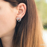1/20 ctw Single Cut Diamond Heart Shape Diamond Journey Earrings in Sterling Silver