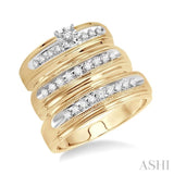 3/8 ctw Round Cut Trio Wedding Set in 14K Yellow Gold