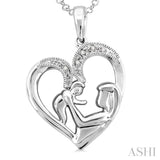 1/50 ctw Single Cut Diamond Heart Pendant in Sterling Silver with Chain