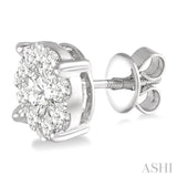3 ctw Lovebright Round Cut Diamond Stud Earrings in 14K White Gold