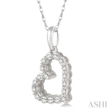 1/10 ctw Round Cut Diamond Heart Pendant in 10K White Gold with Chain