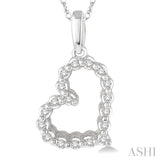 1/10 ctw Round Cut Diamond Heart Pendant in 10K White Gold with Chain